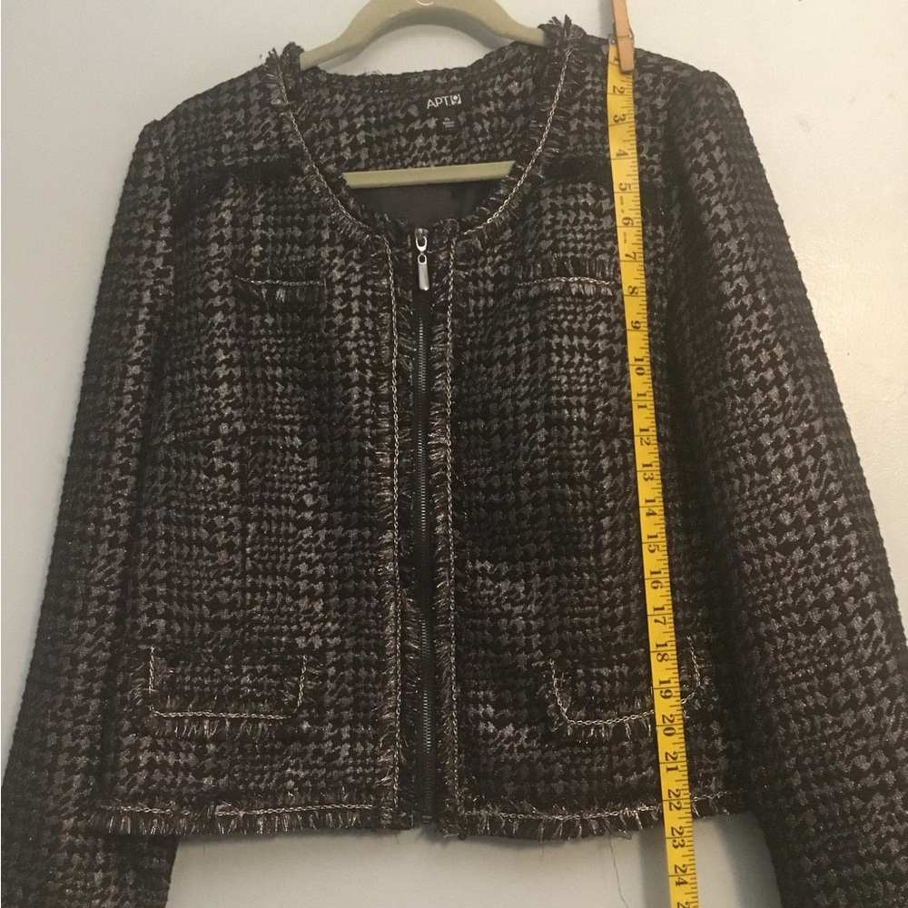 Apt 9 Black and gray Tweed Fringe Zip Jacket